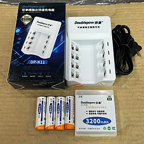 Mua Combo Bộ sạc pin DoublePow DP-K11 Tự ngắt kèm 4 Pin tiểu sạc AA DoublePow 3200 mAh dung lương Pin cao  Sử dụng lâu