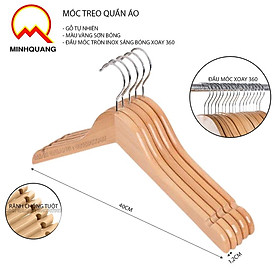 Mua móc treo quần áo nữ bằng gỗ  màu vàng cổ tròn  đầu móc inox sáng bóng xoay 360  dùng cho cửa hàng và shop thời trang