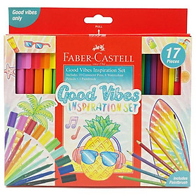 Hộp Bút Màu Sáng Tạo Faber-Castell Good Vibes Inspiration Set 15 50 14 (10 Bút Lông Màu + 6 Bút Chì Màu Nước + 1 Cọ)