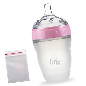 Bình sữa silicone cao cấp Fatz baby 180ml + tặng 5 túi zipper 18x23cm