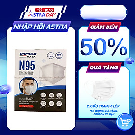 Hộp 30 chiếc KHẨU TRANG N95 CHÍNH HÃNG Không van 5 lớp BIOMEQ mask - KHÁNG KHUẨN - Chống bụi mịn - Khẩu trang bảo hộ N95 