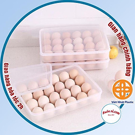 Hộp đựng trứng 24 quả có nắp đậy nhựa Việt Nhật (6786), khay bảo quản trứng không bị vỡ chắc chắn -Buôn rẻ 01229