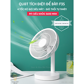 Quạt Tích Điện Để Bàn F3S - 4 Tốc Độ Gió - Pin 3600mAh Siêu Khỏe - Thời Gian Sử Dụng Nhiều Giờ - Có Video