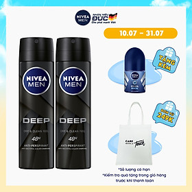 Bộ đôi Xịt ngăn mùi NIVEA MEN Deep than đen hoạt tính (150ml x2) - 80027