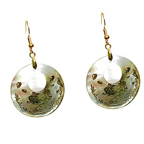 Round Shell Drop Dangle Earrings Statement Jewelry Gift for Women Ladies