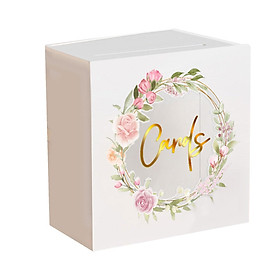 Wedding Acrylic Card Box with Slot Wishing  Box Flower Printing Elegant Accessories Versatile Gift Card Box 5x9.8x9.8inch for Graduation