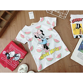 Áo thun bé gái 2-12 tuổi hình ngộ nghĩnh, Áo cộc tay cho bé hàng xuất vải cotton co giãn thấm hút mồ hôi