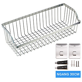 Hình ảnh Kệ đựng gia vị Inox 304 dán tường gạch men, kính HOBBY KTC - 2 size tùy chọn - mẫu rộng - có sẵn keo dán