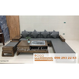 Bộ bàn ghế phòng khách sofa góc L gỗ sồi chân quỳ 2m80 x 2m