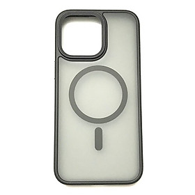 Ốp lưng cho iPhone 15 Pro Max Mag Safe Shock nhám viền màu chống sốc (Chống vân tay)