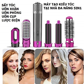 Máy làm tóc đa năng Hot Air Styper, máy tạo kiểu tóc tự động 5in1 : Sấy tóc, lược điện, uốn xoăn, uốn cụp, uốn xoăn phồng , tạo kiểu nhanh gọn tại nhà cho phụ nữ