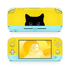 Skin decal dán Nintendo Switch Lite mẫu Con mèo đen trên nền vàng (dễ dán, đã cắt sẵn)