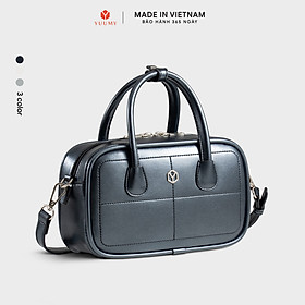 Túi Yuumy ( Thời trang nữ bo góc phối chỉ nổi size 23 - Túi đeo chéo da Glossy YN303 )