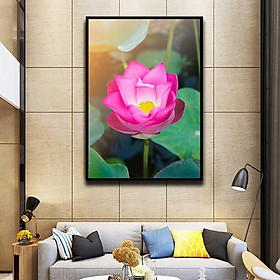 Mua Tranh đơn canvas treo tường Decor Họa tiết sen hồng nở rộ - DC176