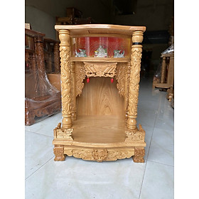 Mua Bàn thờ thần tài ông địa có hộp đèn gỗ gõ ngang 50 -60 cm  bàn thờ gỗ cao cấp