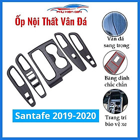 Ốp nội thất Santafe 2019-2020 nhựa ABS vân đá bảo vệ chống trầy xước và làm đẹp xe