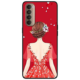 Ốp lưng dành cho Oppo Reno 4 Pro mẫu Cô Gái Váy Đỏ
