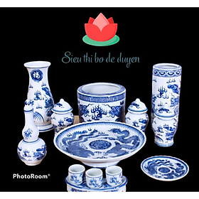 Mua Bộ đồ thờ cúng sứ men xanh lam họa tiết rồng Bát Tràng - bát hương