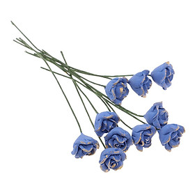 10pcs 1/12 Dollhouse Miniatures Resin Blue Enchantress Rose Flower Plants DIY Decor