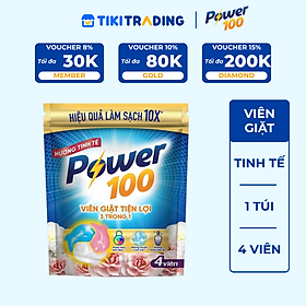 Viên Giặt Tiện Lợi Power100 3in1 Hương Tinh Tế Túi 4 Viên