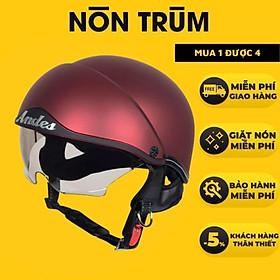 Non Bao Hiêm Andes 3S139 Lot Thao Rơi - ĐỎ ĐÔ BÓNG