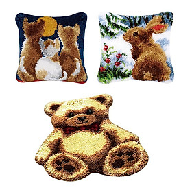 3 Animals Kits Rugs Cushion Crafts Embroidery for