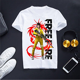 Áo Thun Free Fire Cổ Tròn Màu Trắng Kelly Free Fire Chất Liệu Cotton Mềm Mịn