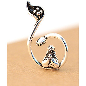Combo 2 cái charm bạc mặt dây chuyền hình phật ngồi cuốn sen treo - Ngọc Quý gemstones