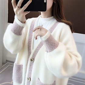 Áo khoác len nữ Cardigan áo khoác len dày chenille nữ tính