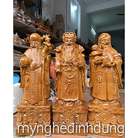 Bộ tượng phật tam đa phúc lộc bằng gỗ bách xanh thơm nức kt cao 70×23×18cm