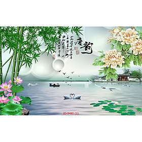 Tranh dán tường Tranh sơn thủy 3, Tranh dán tường 3d hiện đại (tích hợp sẵn keo)