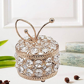 Crystal Jewelry Box Sparkly Trinket Organizer Earrings Rings Box Treasure Keepsake Box Storage with Lid for Valentine