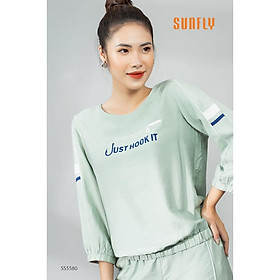 SS5580 Bộ đồ nữ mặc nhà thể thao linen SUNFLY áo tay lỡ quần dài