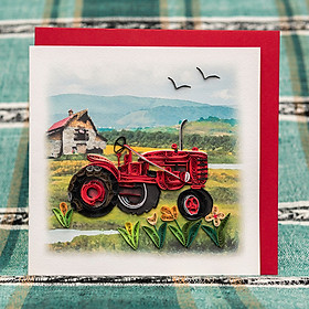 Thiệp Giấy Xoắn - Máy Cày Đỏ - NCC-T1504