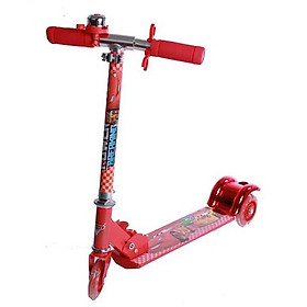 Xe trượt scooter ba bánh phát sáng nhiều màu, có chuông cho bé vận động - Đỏ