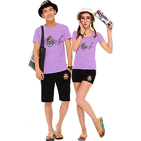 Bộ Áo Thun Đôi Nam Nữ Xích Lô Màu Tím - XL