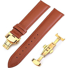 Dây đồng hồ DA BÒ MỊN cao cấp OL-801 kèm khóa bướm ĐÔI thép không gỉ 316L 