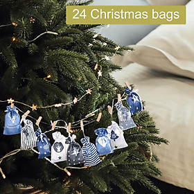 24Days Advent Calendar Bags Christmas Favours Drawstring Bags Wall Decor Candy Fill Sacks DIY Reciprocal Decoration for Tree Home