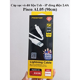 Mua Cáp sạc cho ip 2.4A dây trắng nhỏ giống dây nguyên bản  thương hiệu Pisen AL05 (90cm) _ Hàng chính hãng