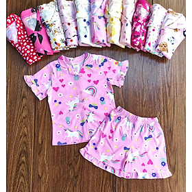 Đồ bộ bé gái, bộ pijama ngắn tay cho bé gái size 18-35kg chất cotton mềm mát