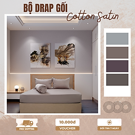 Bộ Ga Gối Giường 1m6x2m Cotton Satin 4 món Nhiều Màu bo chun Cao Cấp MYM Mềm Mịn Thoáng Mát