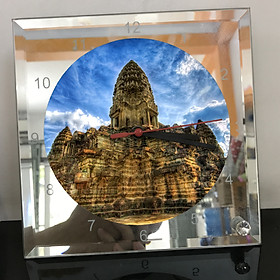 Mua Đồng hồ vuông thủy tinh 20x20 in hình Temple - đền thờ (74) . Đồng hồ thủy tinh để bàn trang trí đẹp chủ đề tôn giáo