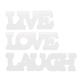3pcs Live Laugh Love White Wooden Letter Sign Home Party Decor