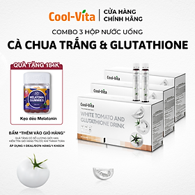 Combo 3 Hộp Nước Uống Cà Chua Trắng Hỗ Trợ Sáng Da Kết Hợp Glutathione, Niacinamide, Collagen Peptide, Vitamin C Coolvita Hỗ Trợ Đều Màu Da Dưỡng Da Ẩm Mịn (6 chai × 25 ml)/hộp - Thực Phẩm Bổ Sung