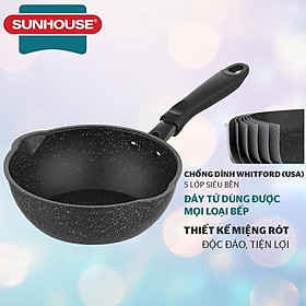 Mua Chảo sâu đáy từ miệng rót Sunhouse 20-26-28-30cm dùng được trên bếp từ