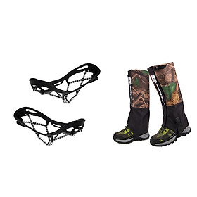 Outdoor Climbing Legging Gaiters + Ice Crampons Cleats Gripper