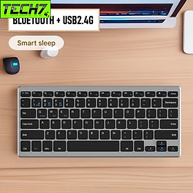 Bàn phím không dây mini W200S - đa kết nối bluetooth 5.0 + 3.0 + Usb wireless 2.4G hàng nhập khẩu