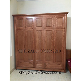Tủ quần áo xoan đào 5 cánh 2 tầng