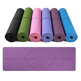 Thảm yoga định tuyến 6mm TPE(kèm túi đựng và dây buộc)-TIẾN PHÁT SMART - Tím đậmt+túi+dây