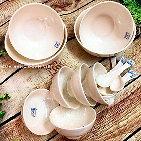 Mua Tô  Chén Melamine - Combo Tô  Chén  Muỗng Melamine Vân Đá Cao Cấp